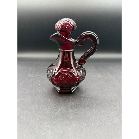 Vintage 1876 Avon Ruby Red Cape Cod Collection Syrup Pourer Bottle - Picture 2 of 8